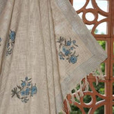 Blue Buta Jute fabric Hand Block Sofa Throw